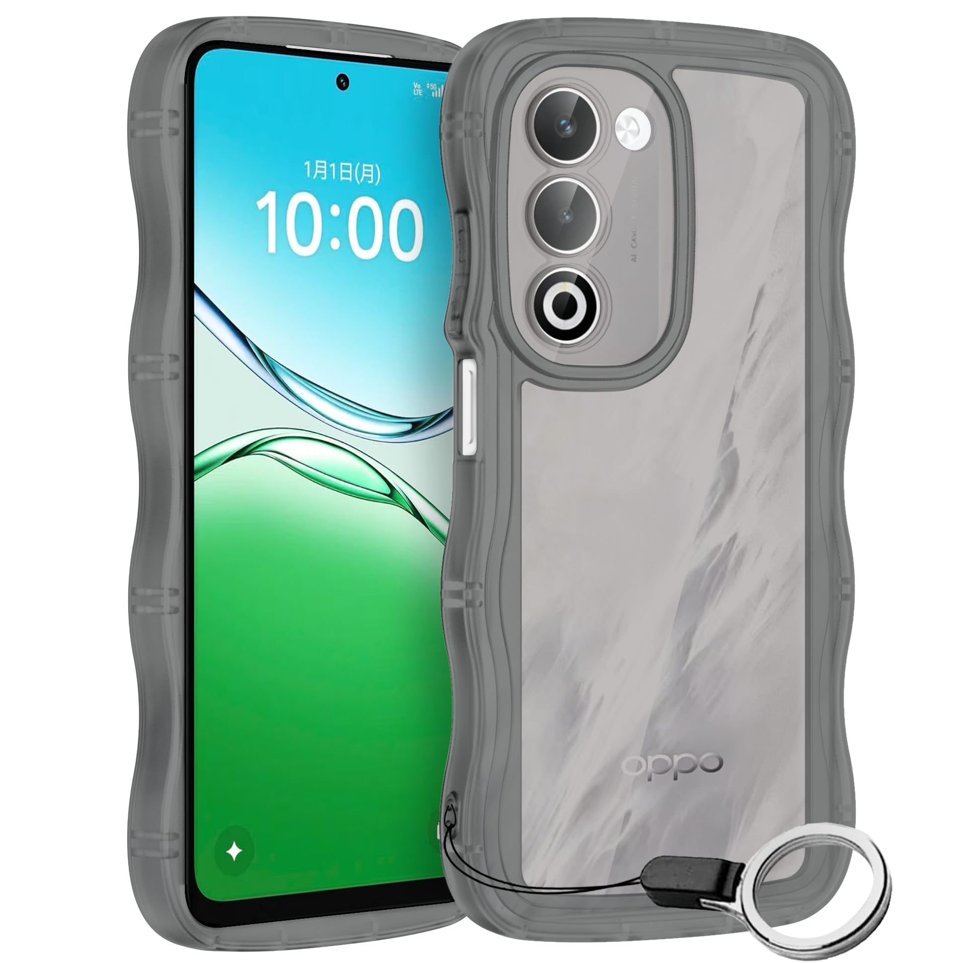 Amazon.co.jp: HILEGENER OPPO A5 5G かわいい ケース うねうね レンズ